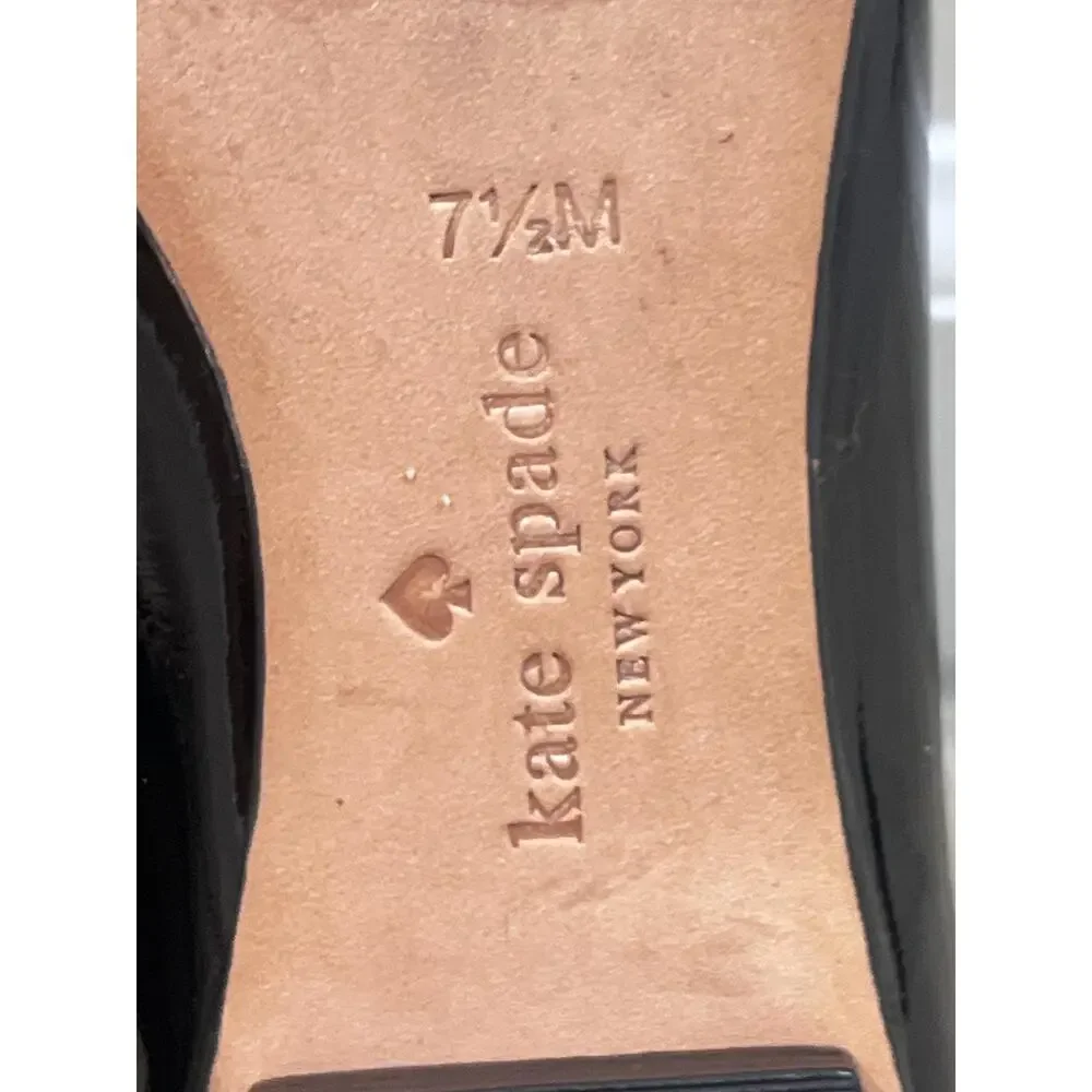 Kate Spade Shoes Womens Size 7.5M Black Patent Ballet Flats Bow Pointed Toe